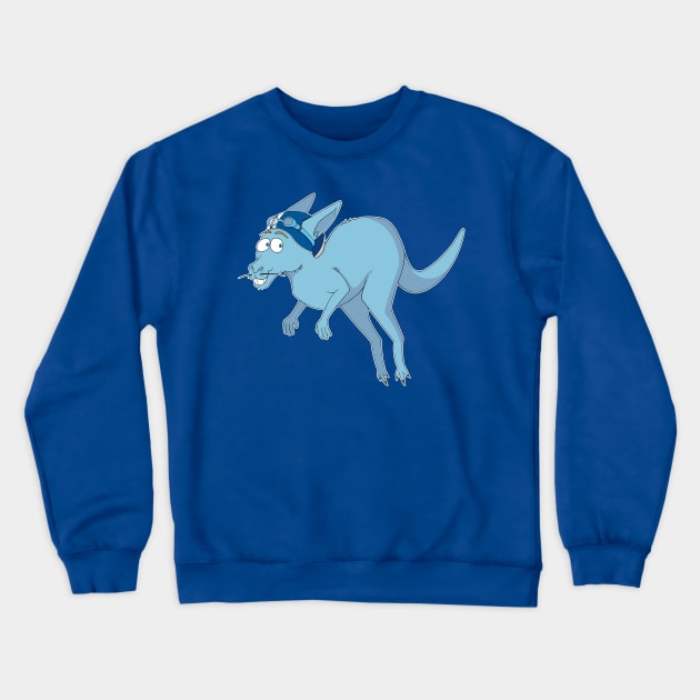 Jumping Blue Kangaroo Crewneck Sweatshirt by Skarmaiden